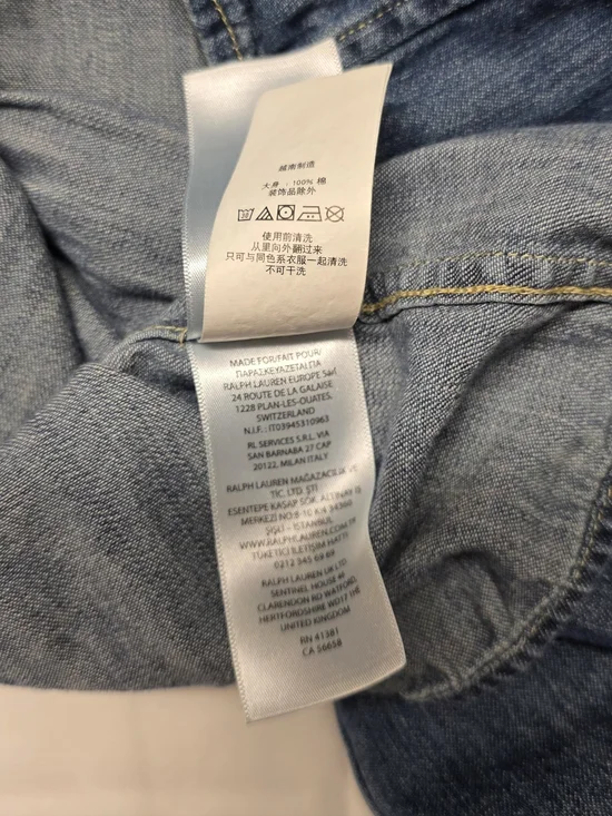 Ralph Lauren Navy Denim Button-Front Girls' Dress - Picture 6 of 8